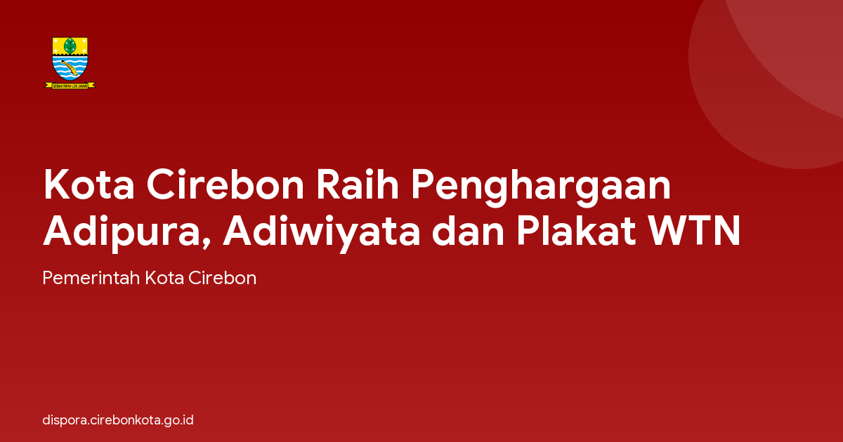 Kota Cirebon Raih Penghargaan Adipura, Adiwiyata dan Plakat WTN