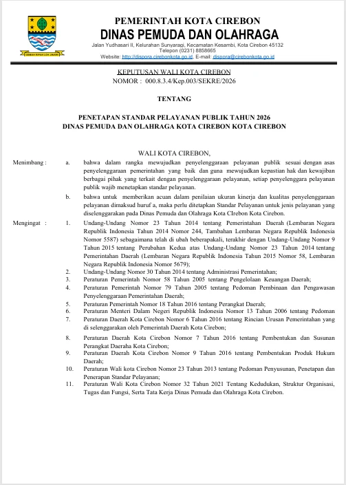Standar Pelayanan Publik Tahun 2026